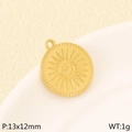Evil eye sunburst pendant in 18K gold plated stainless steel, 13x12mm DIY jewelry charm - Round Sun Eye Style (KLJ10934-ZLA)