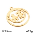 Golden stainless steel round pendant with boy and girl silhouettes, 25mm diameter - Gold Style 9 (KLJ2364-Z)