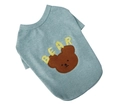 Blue striped dog polo shirt with bear patch and embroidery for small pets - S / Tops / Green (Apple Bear Style)