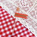 Macro detail of gingerbread man cake topper with Merry Christmas flag on wooden stick - Gingerbread Man Toppers (5Pcs)