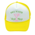 Yellow and white truck hat featuring Save Water Drink Margs print and mesh back - Adult - Adjustable / Yellow + White