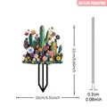 Whimsical fairy acrylic plant stake with cactus and flower design, size 22x15 cm - No.22 (0.2cm Thickness)