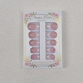 French style press-on nails with pink floral carvings and almond shape in a 24pcs set - French Pink Flower (WY008)
