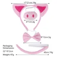 Rosa Plüsch-Schwein Kostümset mit Haarreif, Nase, Fliege und Schwanz samt Maßtabelle - Mcdull-Stil Schwein 4-teiliges Set