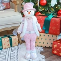 Plüsch-Weihnachtsschneemann in rosa Strickoutfit für festliche Innendekorationen - Schneemann / 65cm / Rosa Serie
