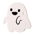 Ghost-shaped white paper gift tags with cute face and punch hole for Halloween cookies - Ghost