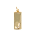 Detailed view of a gold rectangular letter J pendant with sparkling zircon stones - Letter J