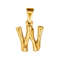 Bamboo style 18K gold plated titanium steel letter W pendant charm for jewelry - Letter W