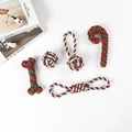 Detailed set of 5 red and green cotton rope toys for dogs on a clean white background - 5-Piece Set Style 3 (415g)