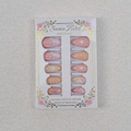 Press-on nail set with 24 pink almond nails featuring 3D flowers, shells, and pearls - 3D Relief Flower Shell Texture (WY003)