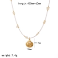 Detail view of shell pendant with dimensions 18x19.7mm and adjustable necklace length - Shell Style (TN3549)