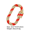 Oval screw clasp with red enamel and shimmering rhinestones in golden metal finish - Style 62 (Red Enamel Gold Pave Zircon 33x19mm)