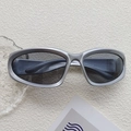 Children's Y2K rectangle sunglasses with silver frames and dark lenses for outdoor sun protection - Silver Gray