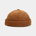 Caramel brown corduroy docker hat for men and women with vintage ribbed texture - Adjustable / Camel