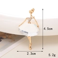 Detail view of a ballerina resin charm with golden base and white crystals showing 4.5cm size - D480 Gem Dancer (White Gem)