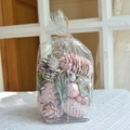 Pink and silver DIY Christmas pine cone decoration kit with ornaments and faux berries - Beautiful Pink Series / 11*11*14cm