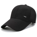 Men's breathable black mesh baseball cap with diamond texture and metallic logo plate - Adjustable / Black
