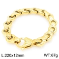 Bracciale da uomo a catena intrecciata dorata da 12 mm in acciaio inossidabile - Bracciale Dorato (KB203548-KJX) / 220mm x 12mm