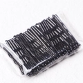 Bulk pack of smooth black painted metal bobby pins in a transparent poly bag - Wave Style / 100 Pieces / 6.0cm / Black