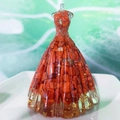 Crystal gravel resin princess dress figurine with orange-red stones on white plate - Red Jasper