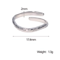 Anillo ajustable de plata con textura martillada irregular y ancho de banda de 2mm - Color Acero