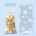 Sacchetto regalo con auto e fiocchi bianchi, busta trasparente piatta 12,5x27cm - Stile Fiocco di Neve