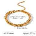 Bracciale a sfere in acciaio inossidabile dorato per donna con chiusura a moschettone - Bracciale di Perline Lucidate Oro (Perline da 0.58cm)