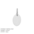 6x9mm silver oval pendant in polished stainless steel with loop for DIY jewelry - 9*6 Silver Tone
