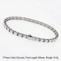 Macro detail of 3x5mm rectangular zircon stones on a 200mm tennis chain bracelet - 4mm*20cm (B0084S)