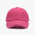 Distressed hot pink cotton baseball cap with torn details and adjustable fit - Adjustable / Rose Red