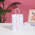 White paper gift bag with colorful star patterns and white rope handles on display - Small (21x15x8cm) / Colorful Star