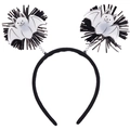 Detail of Halloween headband with black tinsel fringe and spring-mounted cartoon bats - 41# Bat