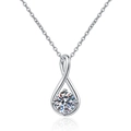 Collier en argent 925 avec pendentif larme d'ange en moissanite et symbole infini - Argent 925 / 1 Carat Moissanite