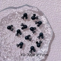 Close-up of black resin cat nail art charms with red eyes, model YD-700, size 9x11mm - YD-700# Black Cat