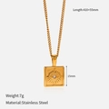 Detail of 18K gold-plated stainless steel star moon pendant necklace showing 15mm dimensions - Square Sun Eye