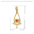 Golden eye-shaped stainless steel pendant with natural stone and rhinestone dimensions - Evil Eye Red Stone Rhinestone-YF004-4