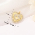 Colgante de corazón dorado con circonitas blancas de 22,77 mm para creación de joyas - Corazón Incrustado en Marco (H-11636)