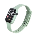 Light green LED digital sports watch for kids with square screen and silicone strap - Green