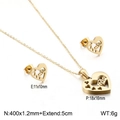 Golden heart-shaped jewelry set with hollow heart pendants and matching stud earrings - Gold Mãe Hollow Heart Style (KS132883-KFC)
