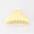 Elegant pale yellow medium hair claw clip in a glossy finish for women - Pearly Milk White