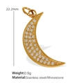 DIY moon pendant in 18K gold plated stainless steel with sparkling rhinestones - Gold Crescent Moon Pendant