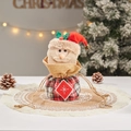 Christmas Santa drawstring gift bag with red plaid trim and snowflake embroidery - J-12 Plaid Style Santa