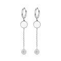Orecchini nappa in acciaio argento con inserto bianco e ciondolo a forma di occhio - Stile Malocchio Acciaio (MS-733 Steel)