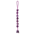 Detailed view of 7-stone purple raw amethyst crystal car hanging with hand-woven rope - Purple Crystal
