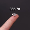Silver flower stud earring with screw-back ball and clear zircon stone inlay - Six-Petal Silver Flower Style (7#)