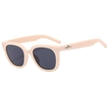 Classic creamy pink square sunglasses with black lenses and silver star temple detail - Beige