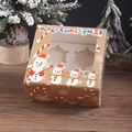 Christmas cupcake box with window and 4-slot insert, featuring red and white snowman pattern - 4-Hole Candy Snowman