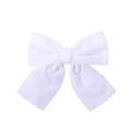 Elegant white velvet bow hair clip with soft texture for girls and women accessory - White