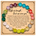 8mm colorful natural stone friendship bracelet on card with healing message and golden spacers - 8mm Beads With Card / Multicolor Mix