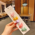 Set of 10 colorful floral elastic hair ties for girls on a handmade display card - Small Flower Style (1#) / 10 Pieces Pack